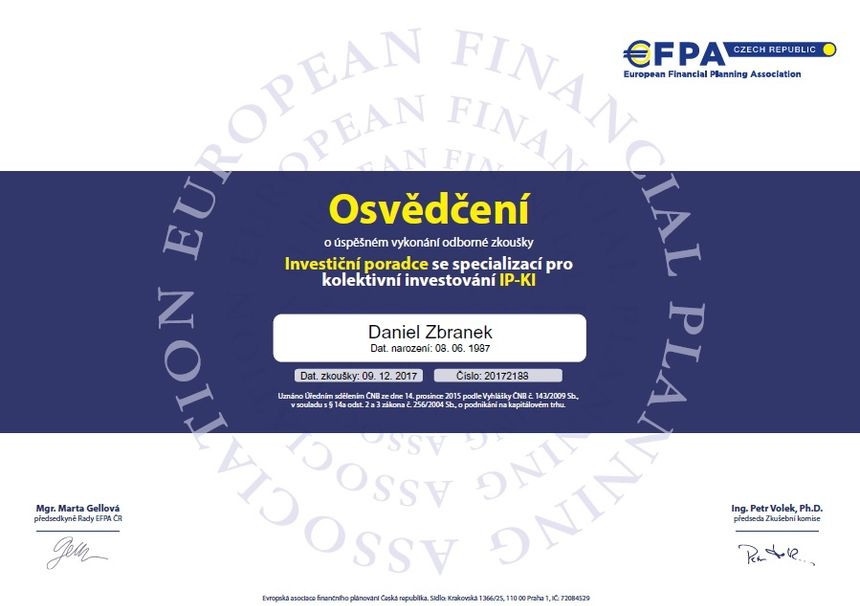 Osvědčení investičního poradce